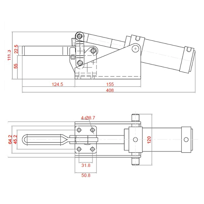 Vendita online Bloccaggio pneumatico verticale base piatta braccio regolabile 460 Kg.